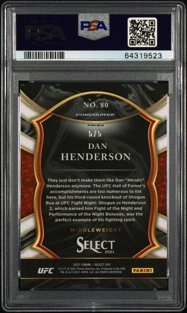 2021 Panini Select UFC Concourse Green Disco Prizm Dan Henderson #80 /5 PSA 10