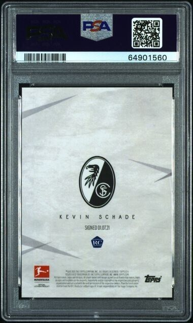 2021-22 Topps Finest Bundesliga Kevin Schade Orange Refractor Rookie /25 PSA 9