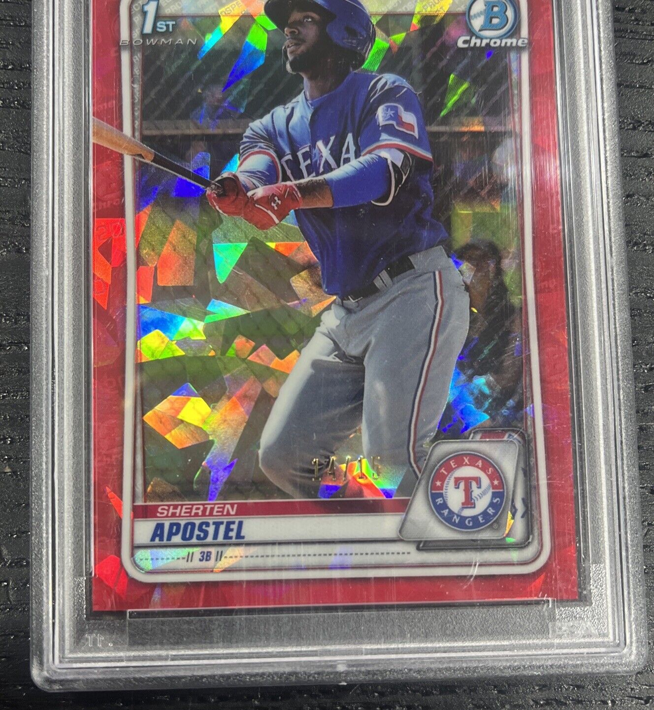 2020 Bowman Chrome Red Sapphire Edition Sherten Apostel RC /15 PSA 10
