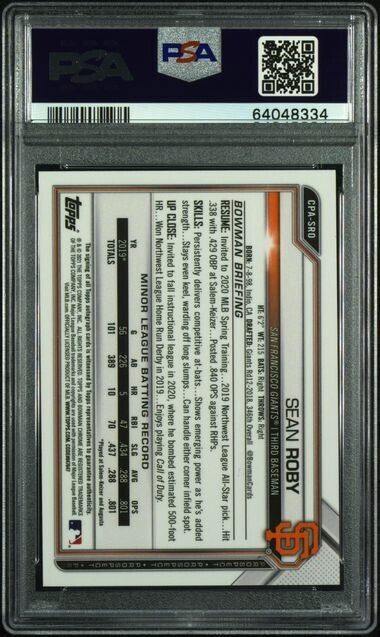 2021 Bowman Chrome Sean Roby Orange Shimmer Auto CPASRO /25 PSA 9
