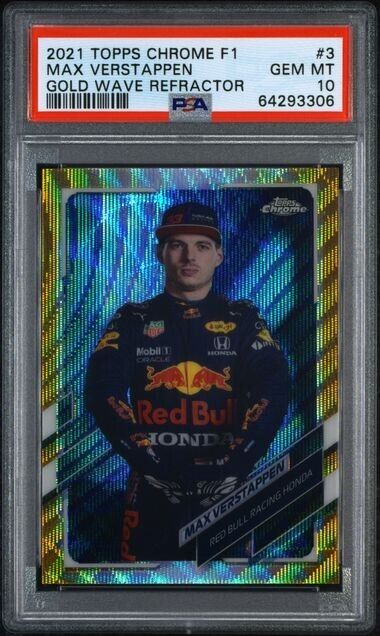 2021 Topps Chrome F1 Max Verstappen GOLD Portrait Wave Refractor 5/50 PSA 10