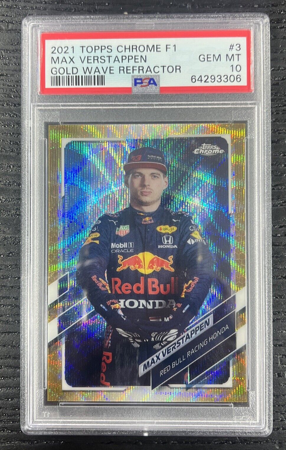 2021 Topps Chrome F1 Max Verstappen GOLD Portrait Wave Refractor 5/50 PSA 10