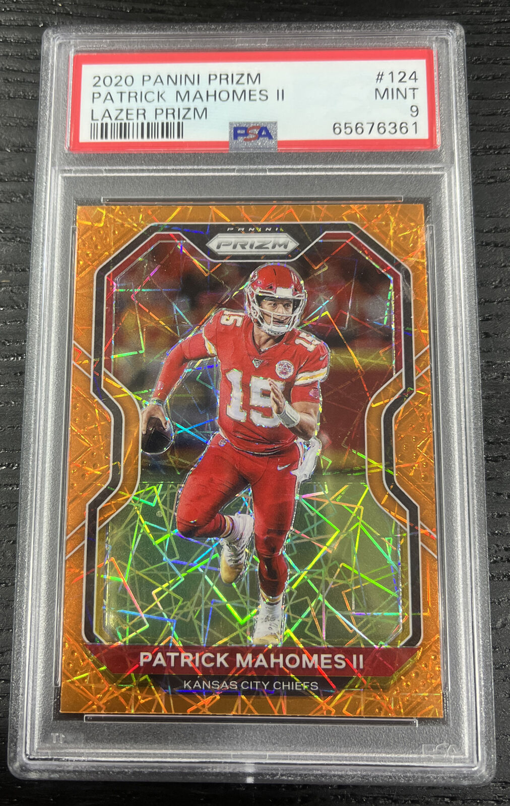 2020 Panini Prizm Patrick Mahomes II Orange Lazer #124 PSA 9