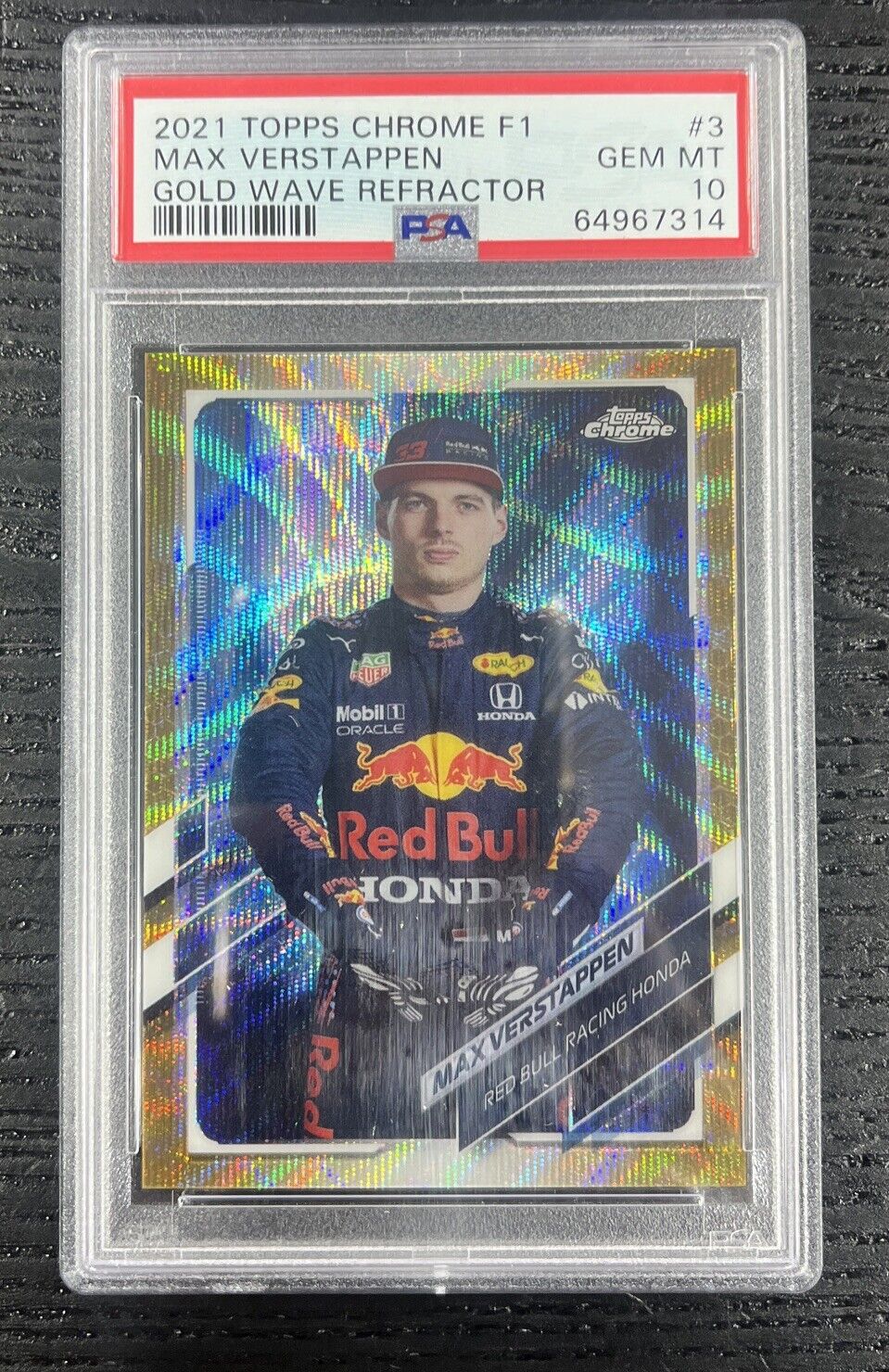 2021 Topps Chrome F1 Max Verstappen GOLD Portrait Wave Refractor 1/50 PSA 10