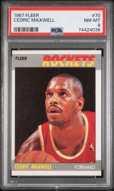 1987 FLEER NBA BASKETBALL #70 Cedric Maxwell 8 Huston Rocket PSA 8