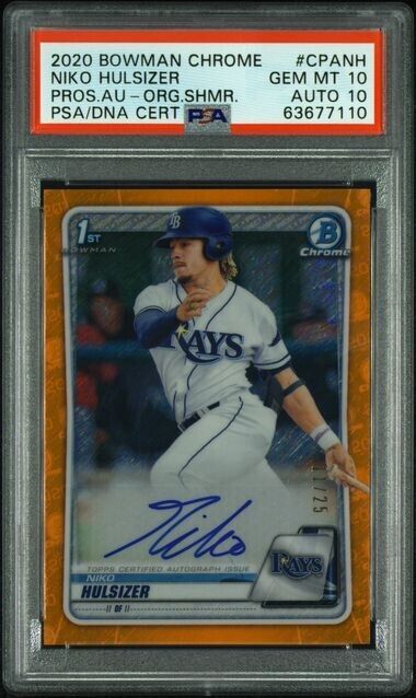 2020 BOWMAN CHROME Niko Hulsizer ORANGE SHIMMER PROSPECT AUTO /25 PSA 10