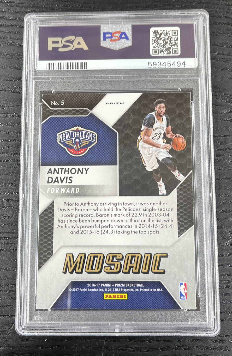 2016 Panini Prizm ANTHONY DAVIS #5 Mosaic Red Lakers Pelicans PSA 10 GEM MINT