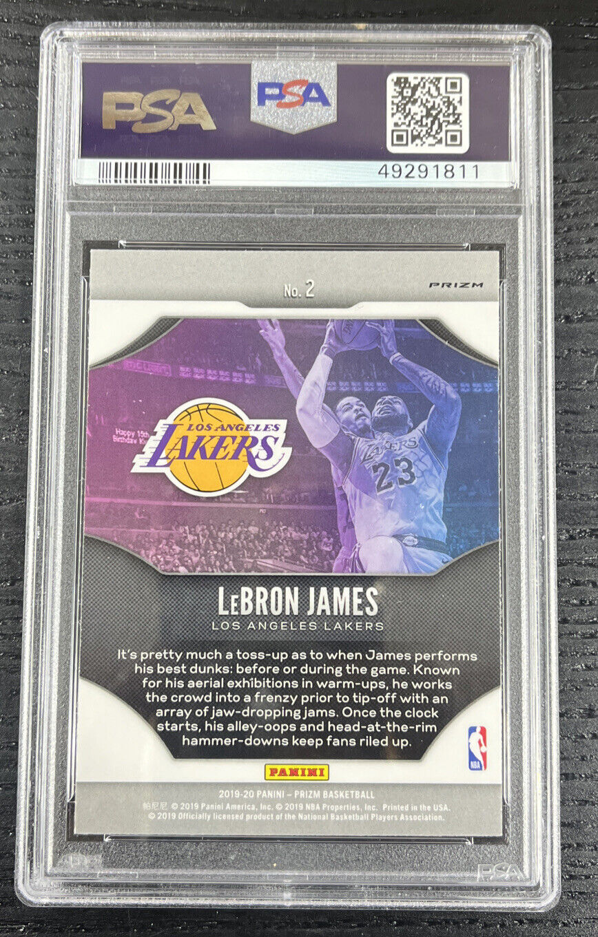 2019-20 Panini Fast Break Prizm Fireworks #2 LeBron James Lakers PSA 9 GEM MINT