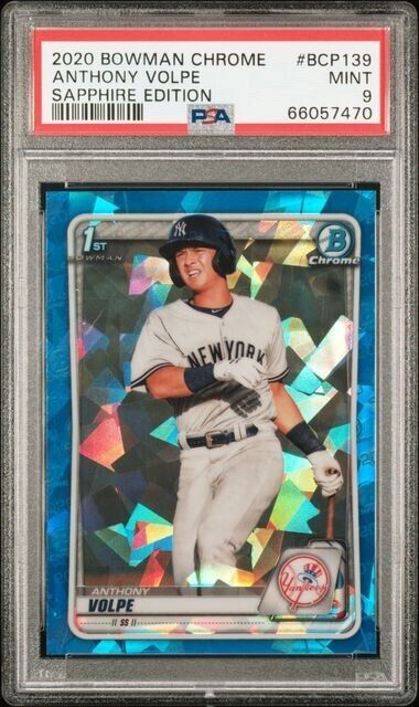 2020 Bowman Chrome Sapphire ANTHONY VOLPE RC PSA 9 - New York Yankees