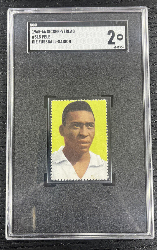 1965-66 Sicker Verlag Pele Die Fussball-Saison Stamp #315 SGC 2