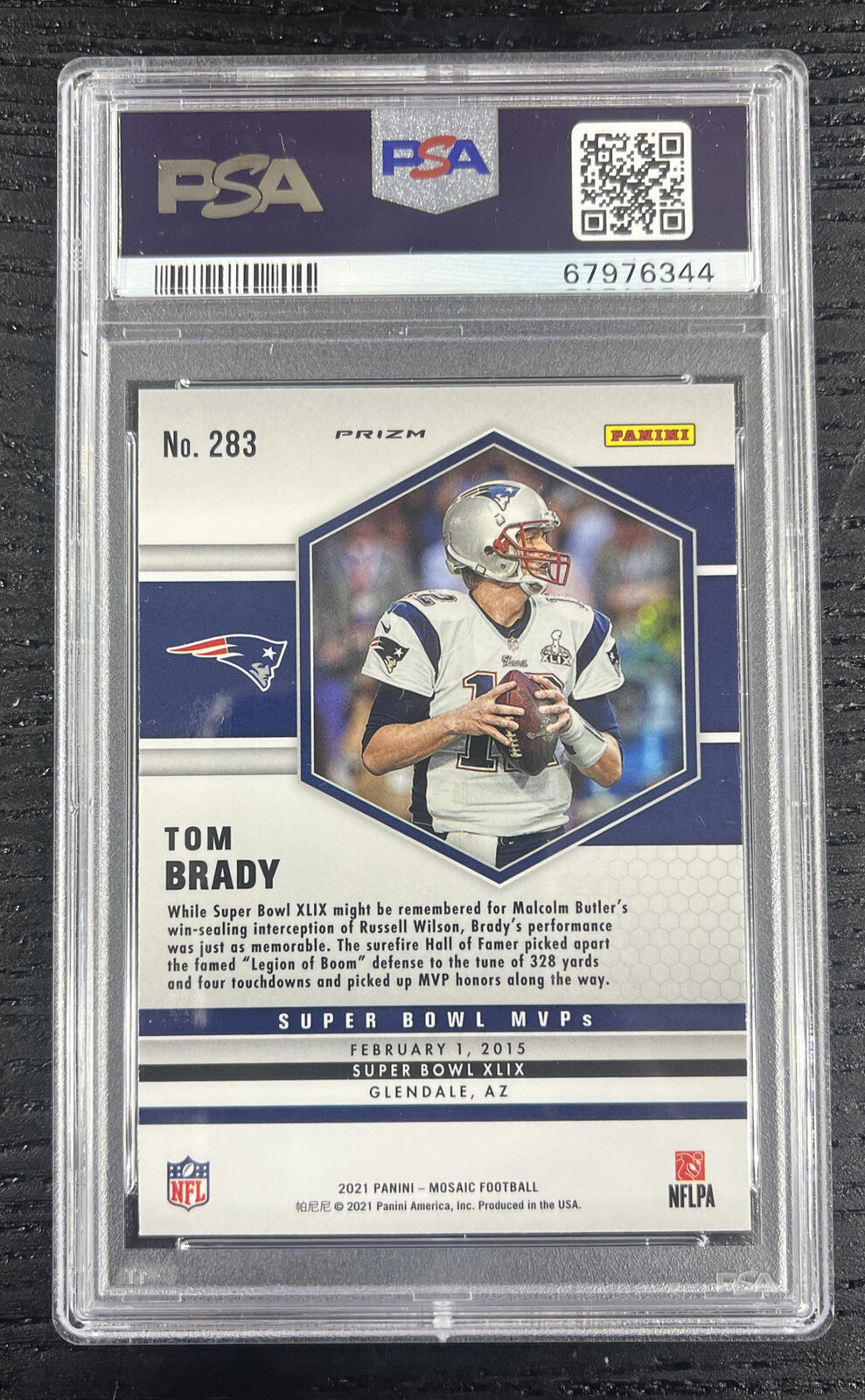 2021 Panini Mosaic Tom Brady Yellow Reactive Prizm Super Bowl MVPs PSA 8