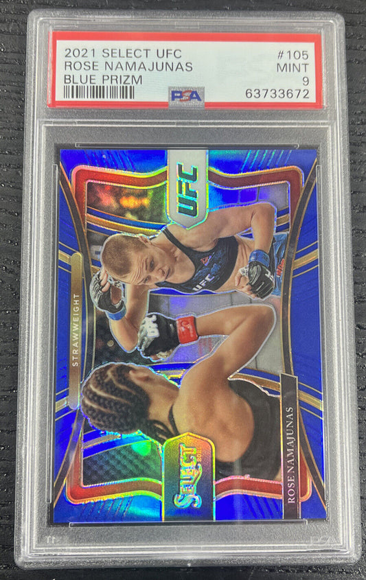 2021 UFC Select Premier Rose Namajunas Blue Prizm /49 PSA 9