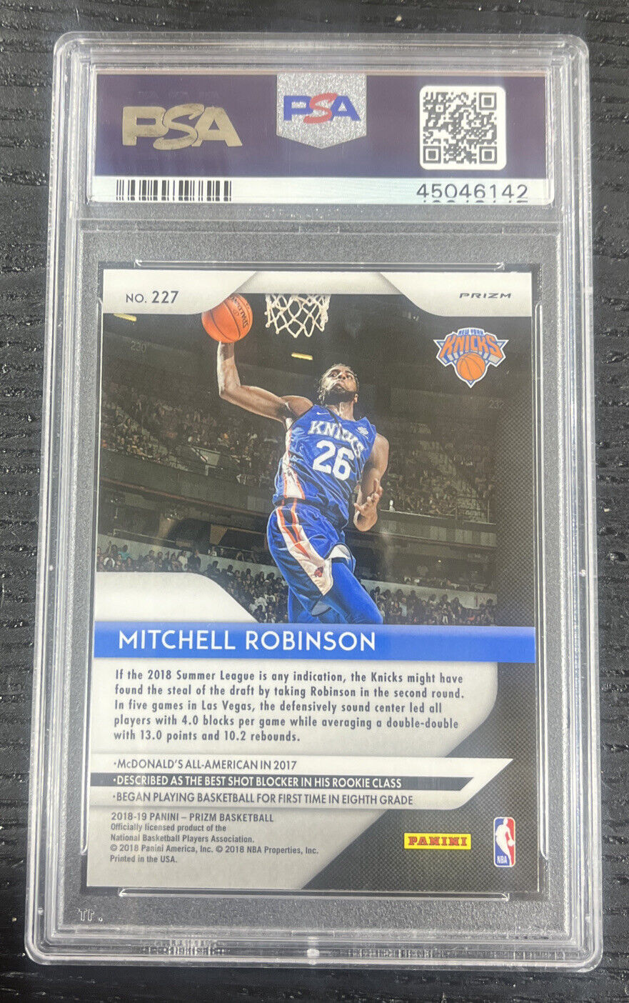2018 Panini Prizm #227 Mitchell Robinson Red White Blue RC PSA 10 Rookie Gem