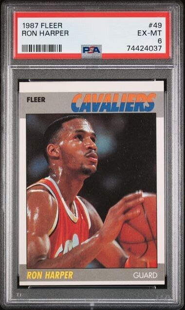 1987 FLEER #49 RON HARPER RC Cleveland CAVALIERS PSA 6