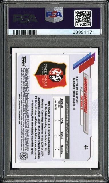 2020 Topps Chrome UCL Eduardo Camavinga Speckle Refractor PSA 9