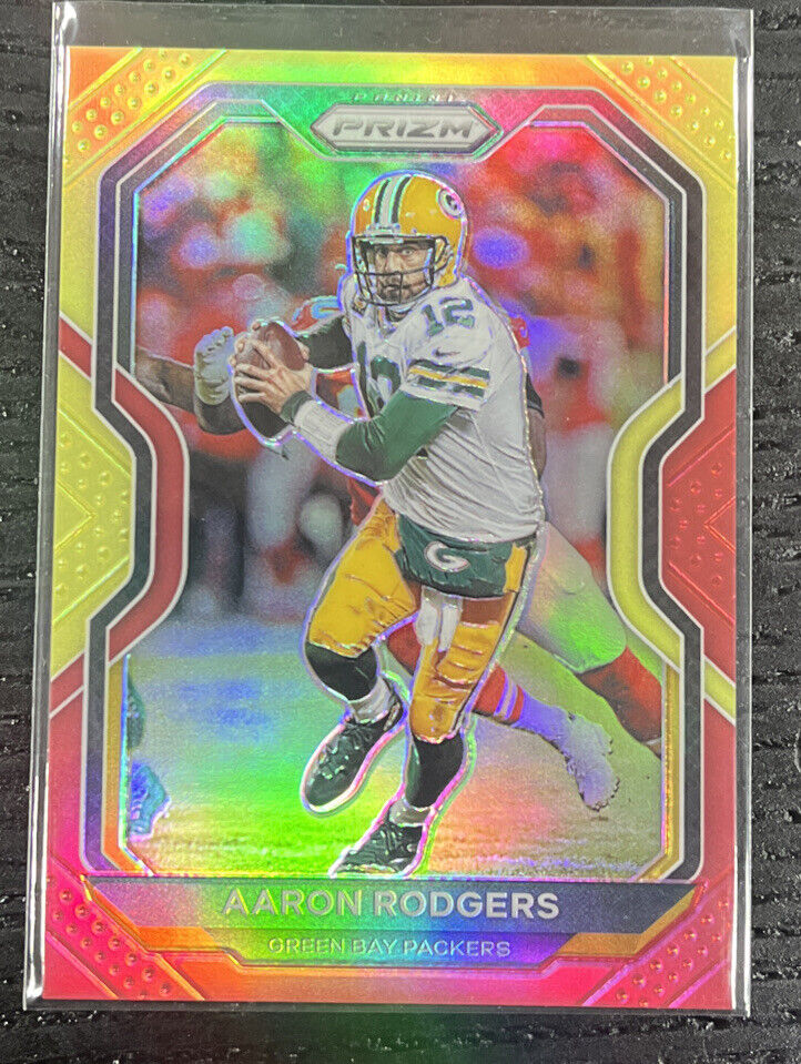 2020 Panini Prizm Football Aaron Rodgers Red & Yellow Prizm /49