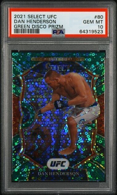 2021 Panini Select UFC Concourse Green Disco Prizm Dan Henderson #80 /5 PSA 10