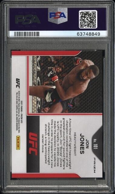 2021 Panini Prizm UFC Jon Jones Teal Prizm /49 #101 PSA 9