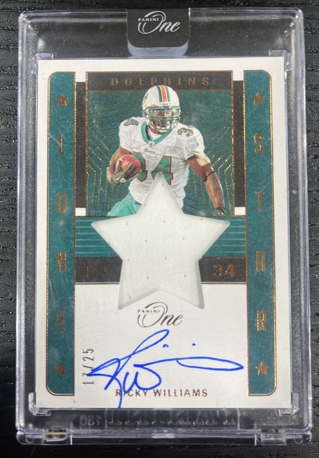 2022 Panini One Football Ricky Williams Lone Star Patch Auto /25 Miami Dolphins