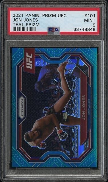 2021 Panini Prizm UFC Jon Jones Teal Prizm /49 #101 PSA 9