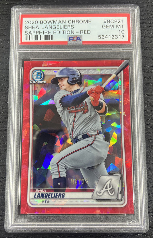 2020 Bowman Chrome Red Sapphire Shea Langeliers /15 Atlanta Braves PSA 10