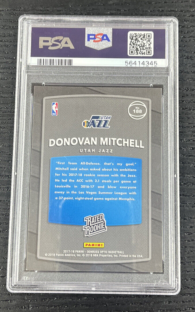 2016-17 Optic Donovan Mitchell Rookie RC Cleveland Cavaliers Utah Jazz PSA 9