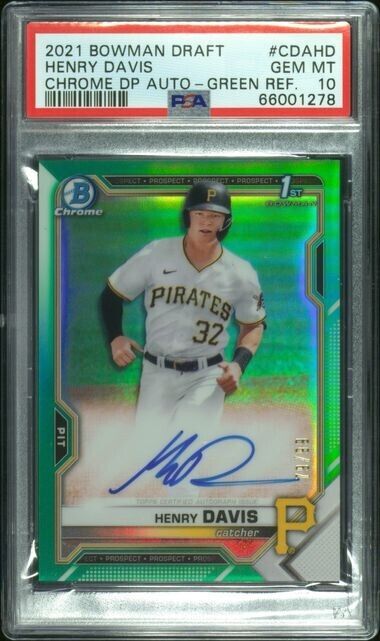 2021 Bowman Chrome Draft Henry Davis Green Refractor Auto /99 PSA 10 Gem Mint