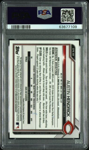 2021 Bowman Chrome Austin Hendrick Auto Speckle /299 RC Rookie PSA 9