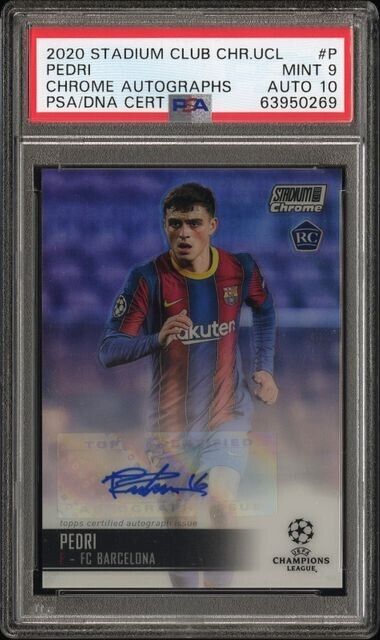 2020 Topps Stadium Club Chrome Pedri Chrome RC Rookie Auto #P PSA 9