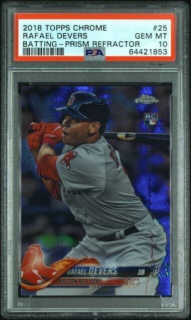 2018 Topps Chrome Batting Prism Refractor Rafael Devers RC Rookie PSA 10