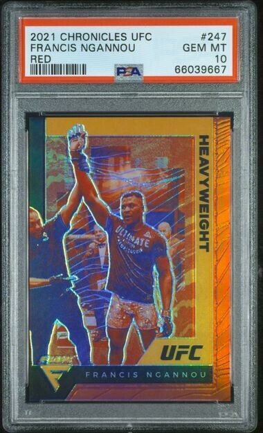 2021 Panini Chronicles UFC Francis Ngannou #247 Flux Red Prizm /149 PSA 10