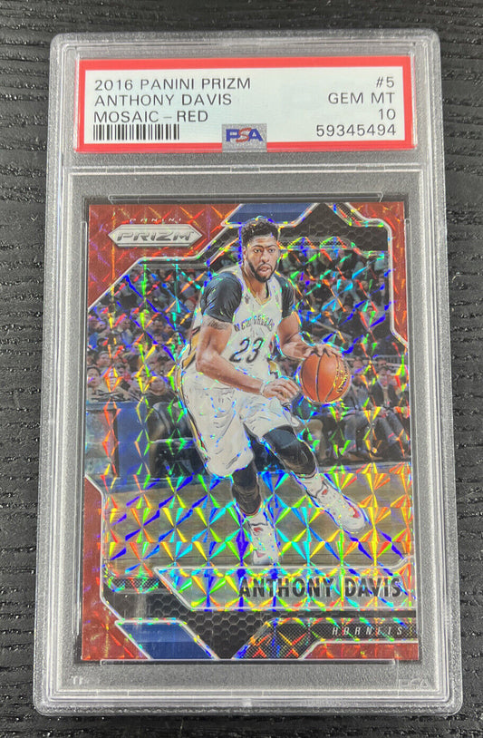2016 Panini Prizm ANTHONY DAVIS #5 Mosaic Red Lakers Pelicans PSA 10 GEM MINT