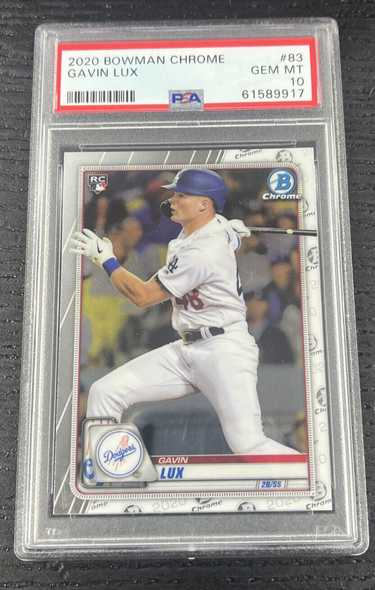 2020 Bowman Chrome Rookie Card RC GAVIN LUX #83 PSA 10 GEM MINT LA Dodgers