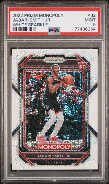 PSA 10 2022 Panini Prizm Jabari Smith Jr. Monopoly WHITE SPARKLE Rockets PSA 9