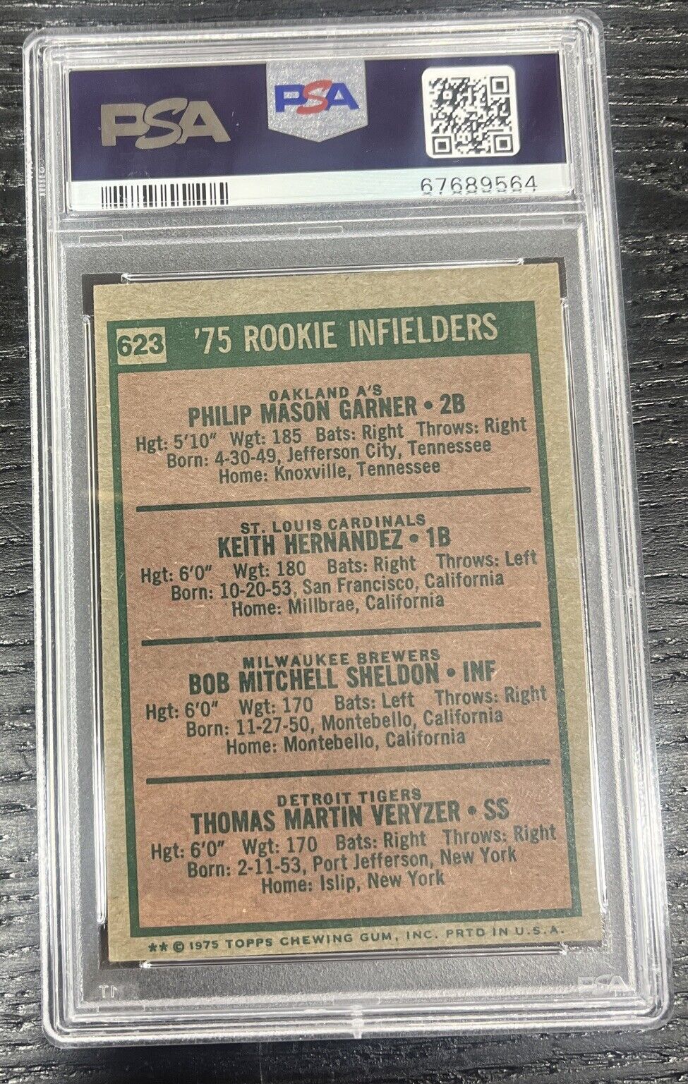 1975 Topps Rookie Infielders Phil Garner Keith Hernandez #623 PSA 5
