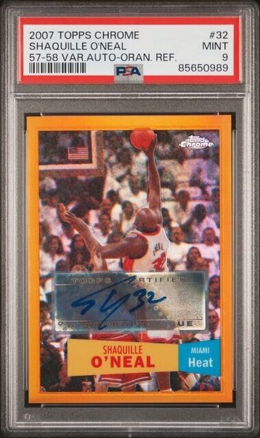 2007 Topps Chrome”57-58 Variation”Shaquille O’Neal Orange 11/25 PSA 9 MINT Auto