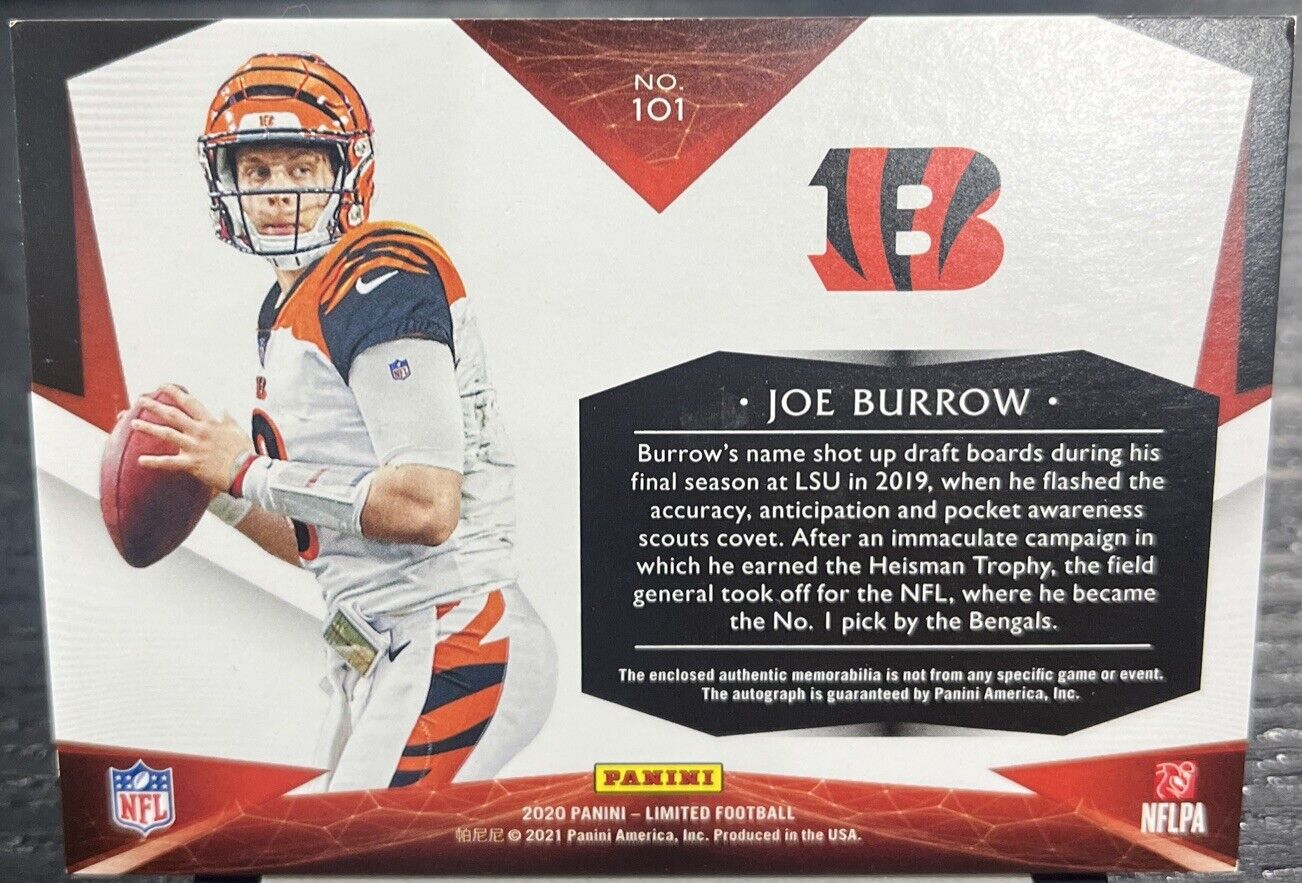 2020 Panini Limited Joe Burrow RC Rookie RPA /49 Bengals