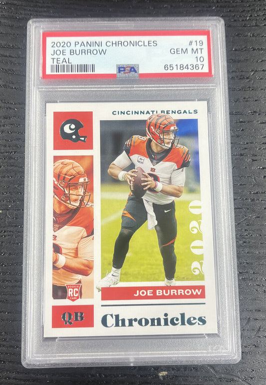 2020 Panini Chronicles JOE BURROW RC #19 TEAL ROOKIE BENGALS PSA 10