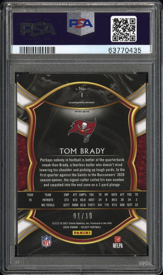2020 Panini Select Tom Brady Gold Prizm 1/10 PSA 9!