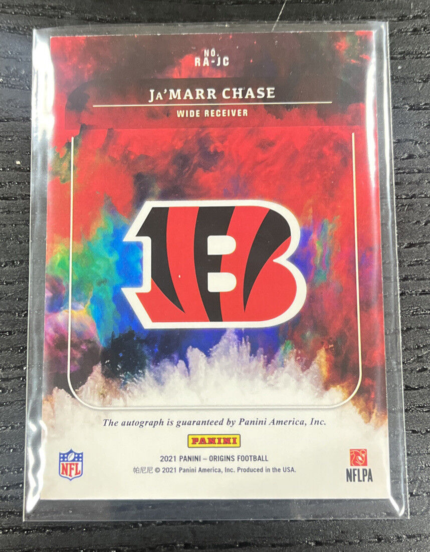 2021 Panini Origins Jamarr Chase Auto Bengals Rookie RC /5 Green on Card