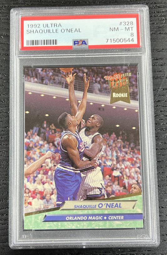 1992-93  Fleer Ultra Shaquille Oneal Rookie RC #328 Magic PSA 8