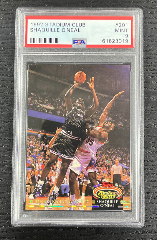 1992 STADIUM CLUB SHAQUILLE O'NEAL #201 ROOKIE CARD PSA GRADED 9 MINT