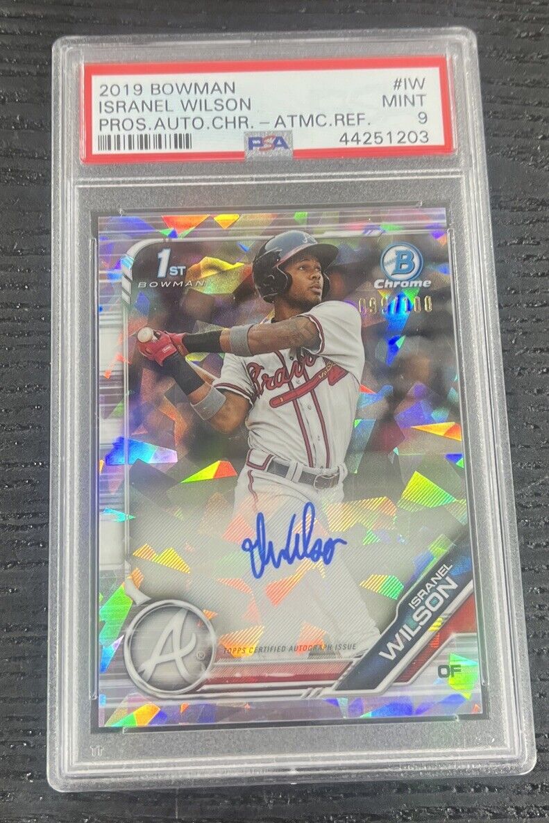 2019 Bowman Chrome Prospects *Isranel Wilson Auto Atomic Ref. /100 RC PSA 9