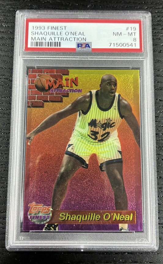 1993-94 Finest Main Attraction #19 Shaquille O'Neal Orlando Magic Lakers PSA 8