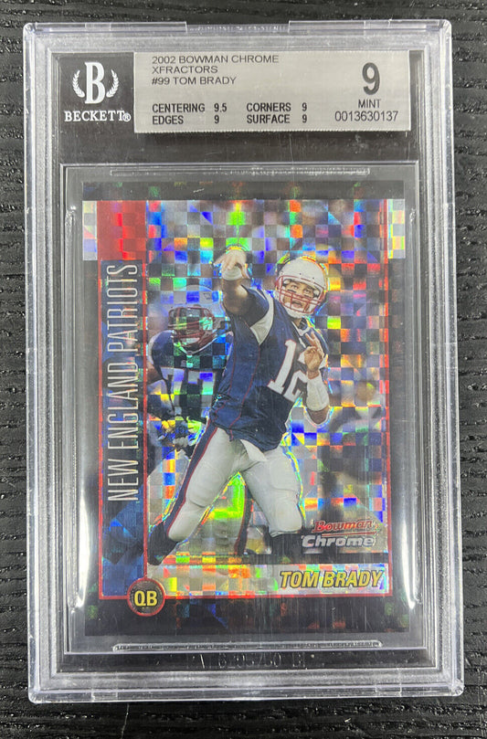 2002 Bowman Chrome XFractor #99 Tom Brady Patriots /250  BGS 9