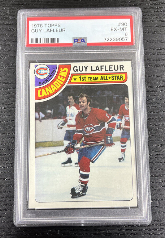 1978-79 TOPPS Topps NHL Guy Lafleur 1st Team Allstar #90 PSA 6