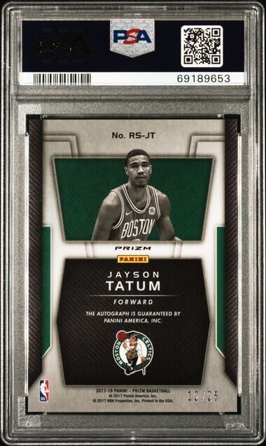 2017 Panini Prizm Jayson Tatum Mojo Auto /25 PSA 10 Rookie Card Celtics RC