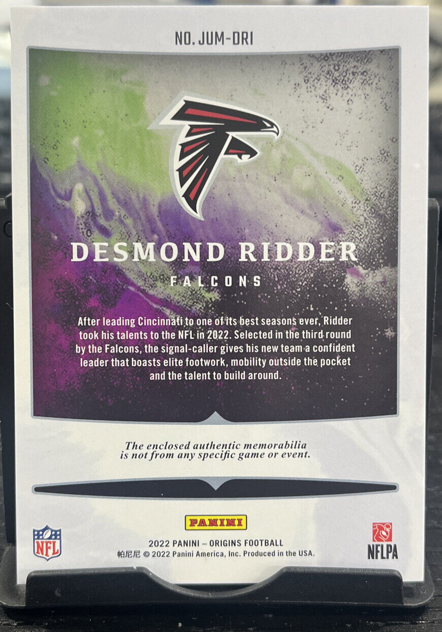Desmond Ridder 2022 Origins Rookie Patch Numbered /25 Falcons Football