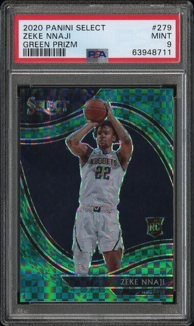 Select 2020-21 Zeke NNaji Courtside #279 Green Prizm Rookie RC /5 PSA 9