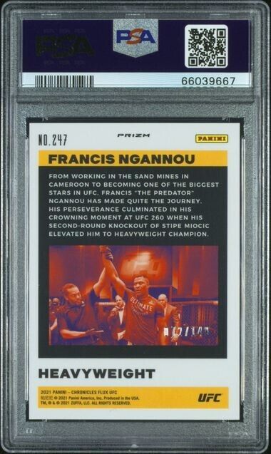 2021 Panini Chronicles UFC Francis Ngannou #247 Flux Red Prizm /149 PSA 10
